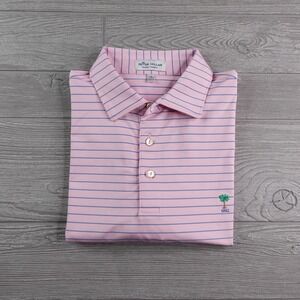 Peter Millar Summer Comfort Polo Shirt Sz Medium Palmetto Golf Club Pink Striped